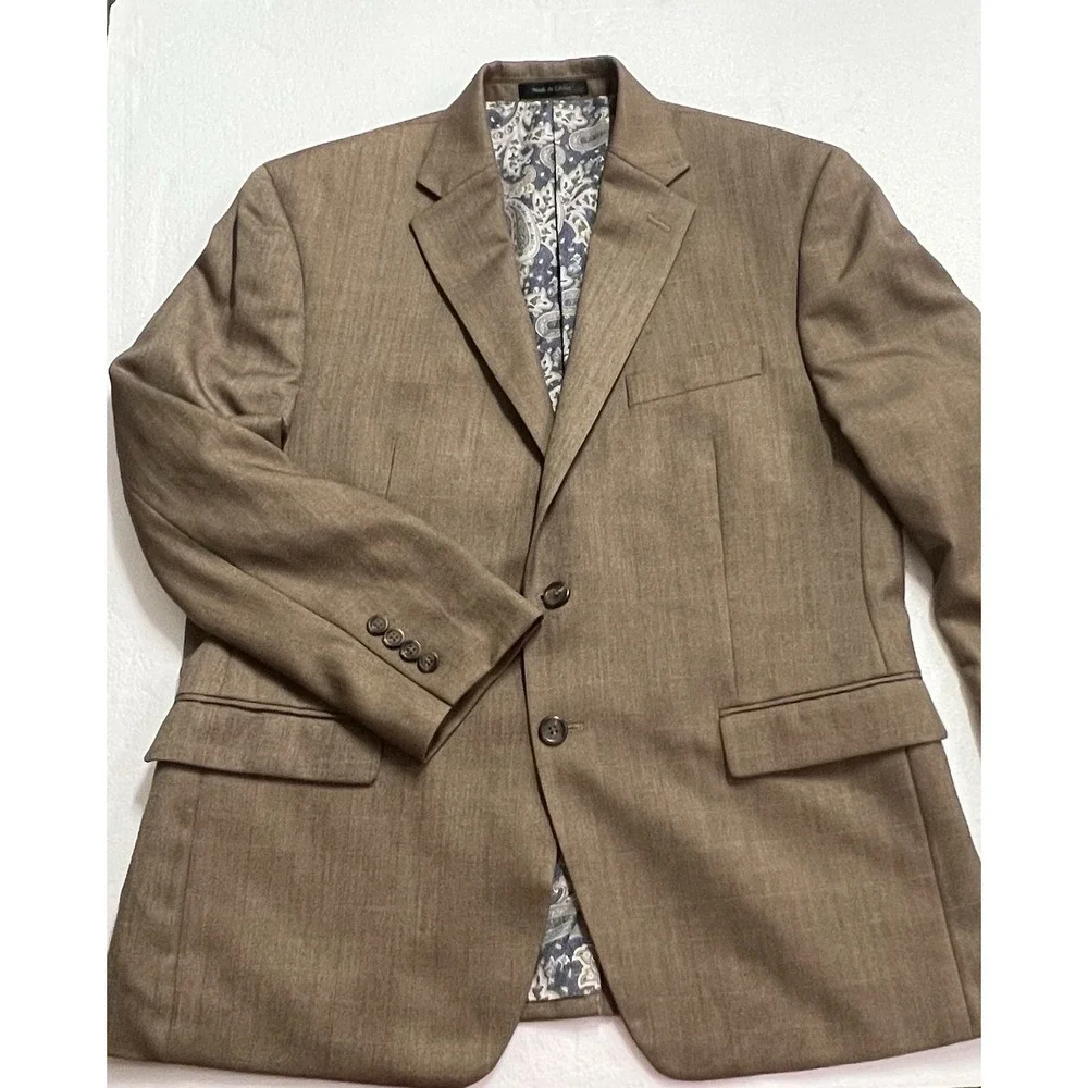 Lauren Ralph Lauren LRL Tan Beige Paisley Lined Blazer Sport Coat Jacket Men 42S